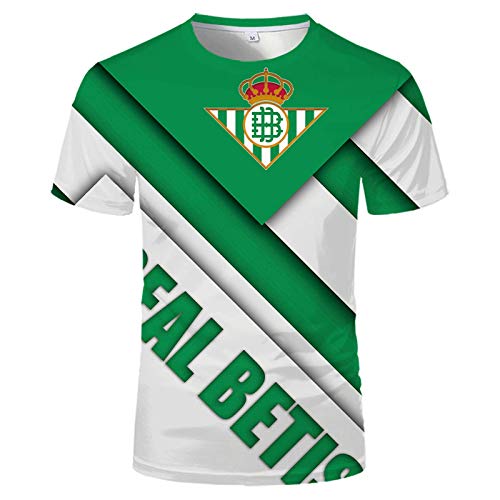 Betis Camiseta, Verde y Blanco, Moda de Manga Corta 3D Impresionada 3D Transpirable de código Europeo T-Shirt M