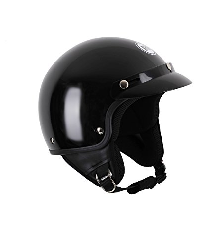 BHR 94134 Casco Demi-jet, Modelo 803 con Visera, Negro Metalizado, M