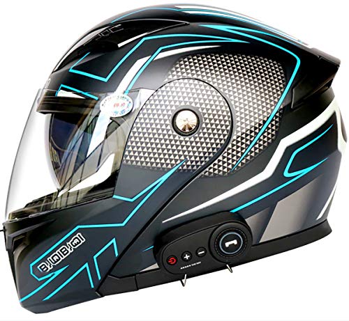 Bluetooth Integrado Casco De Moto Modular De Cara Completa Abatible Con Doble Visera Para Hombres Y Mujeres Adultos, Certificación ECE Casco Moto Integrales 5, L=(59~60CM)