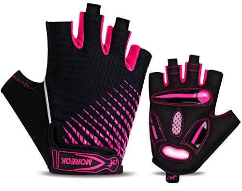 BTNEEU Guantes Ciclismo Medio Dedo Guantes Bicicleta Montaña, Guantes Ciclismo Verano Guantes MTB Gel Antideslizante Transpirable, Guantes Cortos Ciclismo Carretera para Hombre y Mujer (Rosa, M)