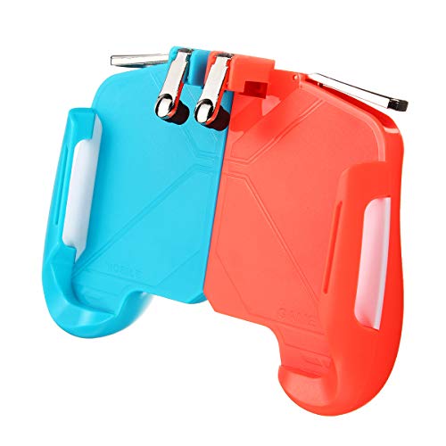 C-FUNN 2 In1 Gamepad Controlador De Juego Manija L1R1 Tirador Disparador Botón Dispara para Pubg Mobile Juego para Android iOS Smartphone - Rojo Azul