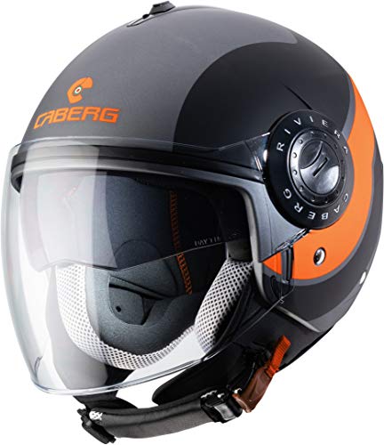 Caberg Casco Riviera V3 Sway Matt Gun Metal/Negro/Naranja Fluo L