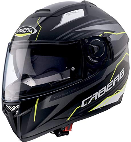 Caberg Ego Quartz Integral Helm Matt Schwarz Gelb Motorrad Pinlock Visier Thermoplast, C2BI00D0, Größe XXL (63 cm)