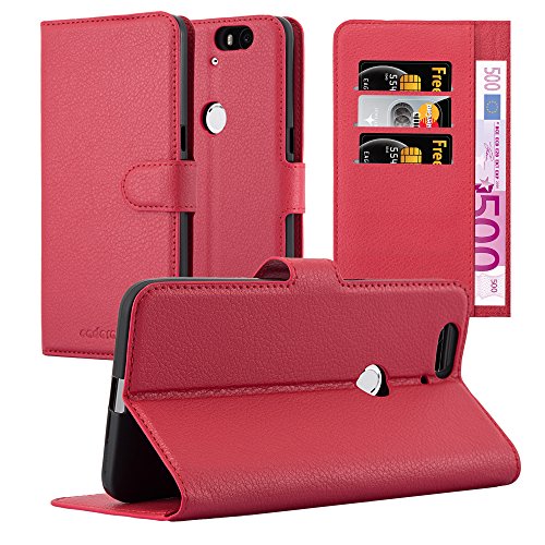 Cadorabo Funda Libro para Huawei Nexus 6P en Rojo CARMÍN - Cubierta Proteccíon con Cierre Magnético, Tarjetero y Función de Suporte - Etui Case Cover Carcasa