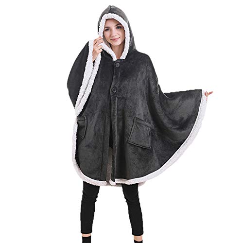 CAICAIL Ángel Wrap/Manta Poncho Wrap con Bolsillos De Manga, Super Suave Manto Acogedor Felpa - Abrigo De Piel De Invierno Mantón del Cabo del Capote,B