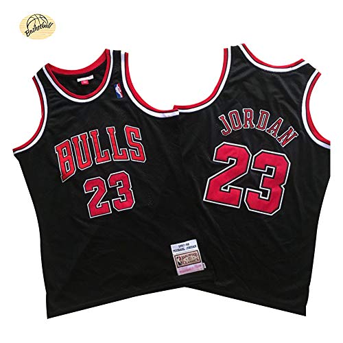 Camiseta de Baloncesto Michael Jordan Chicago Bulls, Camiseta Retro Bordado clásico n. ° 23 para Hombres, Sudadera Juvenil Transpirable de Secado rápido para Exteriores (S-2XL)-Black A-S