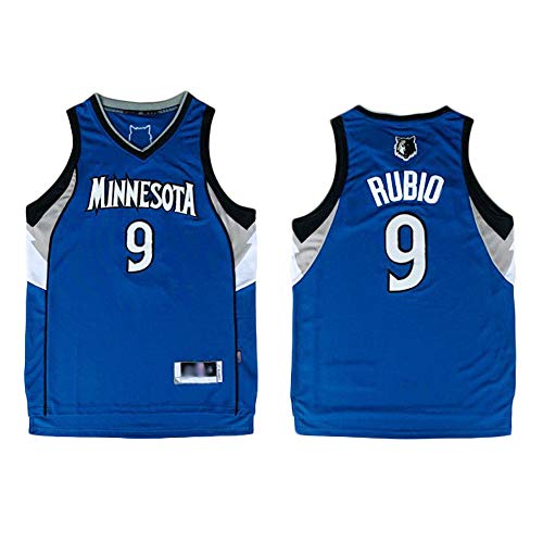 Camiseta De Baloncesto para Hombre Minnesota Timberwolves # 9 Ricky Rubio Fans Sin Mangas Classic Swing Bordado Tops De Mujer,L175~180cm/75~85kg