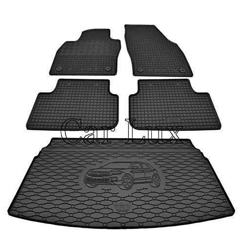 Car Lux DUO05958 - Alfombra protector maletero + Alfombras alfombrillas de goma a medida para T-Cross desde 2019-