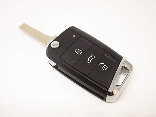 Carcasa para llave con mando a distancia compatible con Golf Polo T-Roc T-Cross, carcasa de repuesto de 3 botones, reparación con hoja virgen