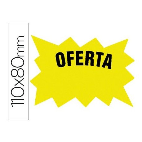 Cartel cartulina etiqueta marcaprecios amarillo fluorescente 110x80 mm -bolsa de 50 etiquetas