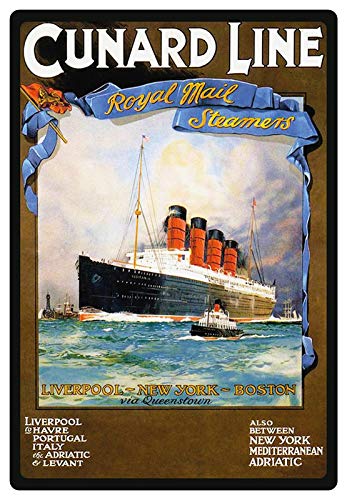 Cartel de Chapa genérica 30 x 20 cm Curvado Liverpool New York Boston Cunard Line decoración Cartel