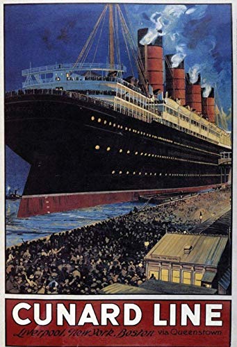 Cartel de chapa NWFS FS para barco Cunard Line Liverpool- New York metal lacado 20 x 30 cm