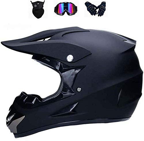 Casco de motocross con gafas, unisex, cara completa, casco de cross, downhill, quad, enduro, juego de guantes y máscara (XL)