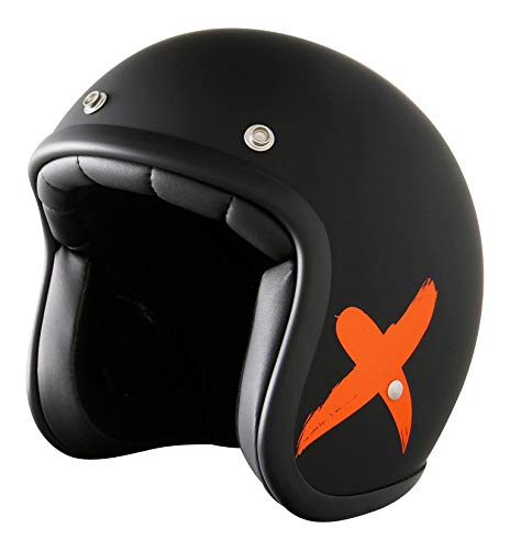 Casco Jet Stormer Pearl X-Rider Negro Naranja neón Mate, Talla M