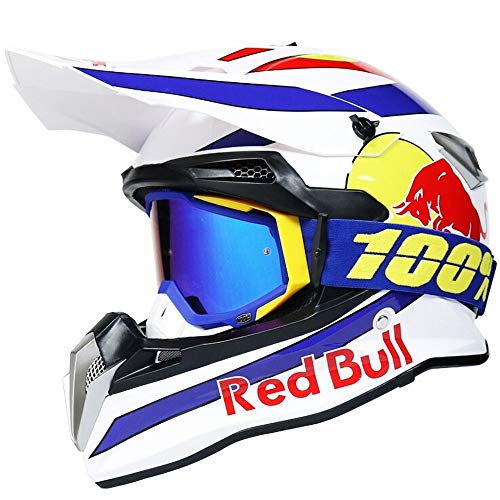 Cascos Motocross Casco Motocicleta Modular Caja De ABS CertificacióN Puntos Ciclomotor Off Road Crash Cross Downhill DH Four Wheelerd Cascos Integrales con Gafas Red Bull Gloves