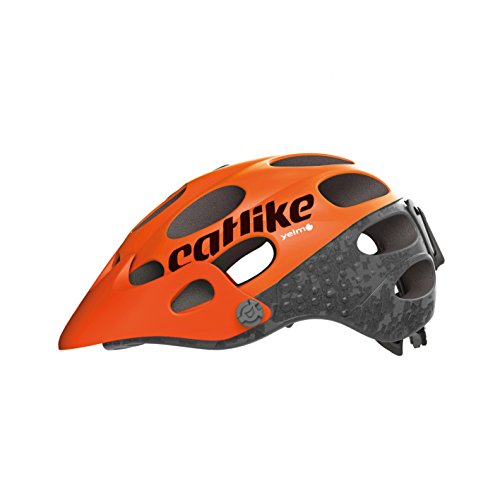 Catlike Yelmo Casco de Ciclismo, Unisex Adulto, Negro/Naranja  (flúor), M/57-59