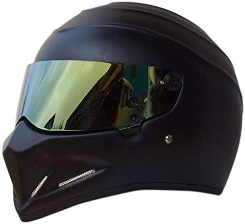 CattleBie Cascos, Extranjero Casco Integral con Visera, Carreras Off-Road, motocrós, for Honda/Yamaha/Suzuki/Kawasaki, Bandido del Casco. (Color : Matte Black (Gold))