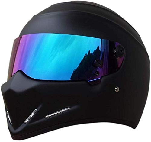 CattleBie Cascos, Extranjero Casco Integral con Visera, Carreras Off-Road, motocrós, for Honda/Yamaha/Suzuki/Kawasaki, Bandido del Casco. (Color : Matte Black (Tinted))