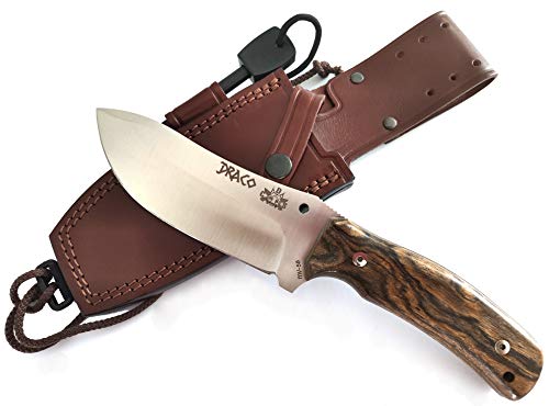 CDS-Survival Cuchillo de Bushcraft Supervivencia Campo Monte Caza y Pesca - Mova 58 - Funda de Piel con pedernal