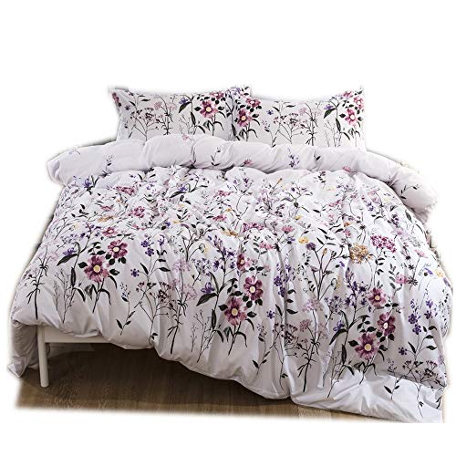 CHAOSE Funda Nórdica Material Avanzado Anti-ácaro Planta De Flores, Sueño Tranquilo Algodón Y Poliéster 3 Piezas (1 Funda Nórdica + 2 Funda De Almohada 48x74) ((220x 240cm) - Cama de 150/160)