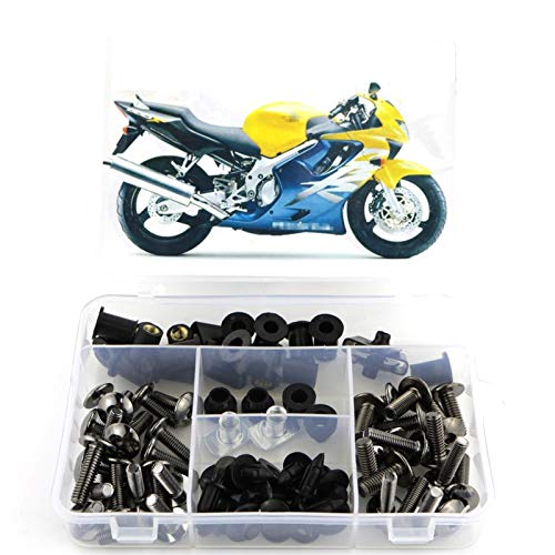 CHENJUAN Adecuado for Honda CBR 600 CBR600 1999 2000 Cowling de Motocicleta Complete Completo Perno de carenado Completo Kit de carenaje Clips Nuts Tornillo de Acero Tornillos de la Motocicleta