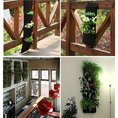 CHIPYHOME Jardin Vertical 4 Bolsillo semilleros o Planta Artificial depende la luz Decoracion Actual, Interior y Exterior restaurantes, Casas, Loft, 62 x 26 cm tamaño para Espacios reducidos