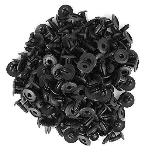 Clips de coche Remaches de coche, Fydun 100 Piezas Clips de automóviles Sujetador Fender Parachoques Empuje Clip 6mm Negro Agujero Dia Guardabarros Parachoques Push Pin Clip