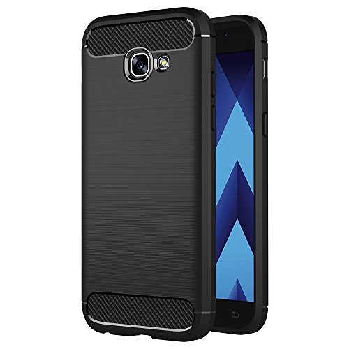 COPHONE Funda compatible con Samsung Galaxy A5 2017 A520 , Negro Silicona Funda para Galaxy A5 2017 Carcasa Fibra De Carbono Funda Case