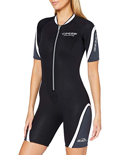 Cressi Playa Lady Shorty Wetsuit 2.5 mm - Traje Monoshort sin Capucha en Neopreno 2.5mm Biforrado, Mujer, Negro/Blanco, M