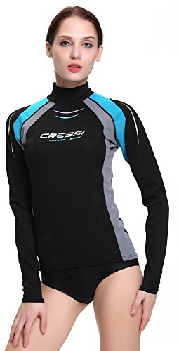 Cressi Thermo Long SL Camiseta Corta y Manga Larga en Tejido elástico, Mujer, Negro, S/2 (38)