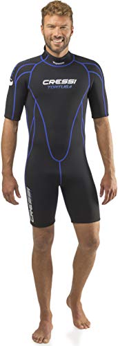 Cressi Tortuga Man Shorty Wetsuit Traje Monoshort sin Capucha en Neopreno 2.5mm Biforrado para Hombre, Men's, Negro/Azul, L/4