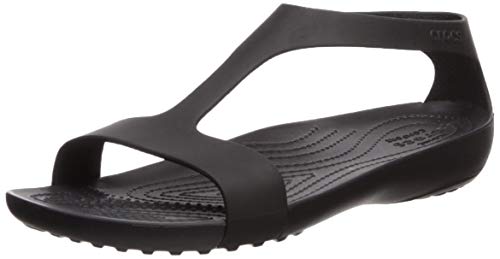 Crocs Serena Sandal Women, Sandalias de Punta Descubierta para Mujer, Negro Black 060, 38/39 EU