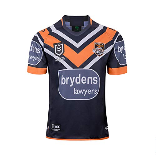 DDZY Jersey de Rugby, 2019 West Tigres hogar/lejos, Deportes de Verano Transpirable Camisa Casual Camiseta de fútbol Camisa de Polo,Home,M