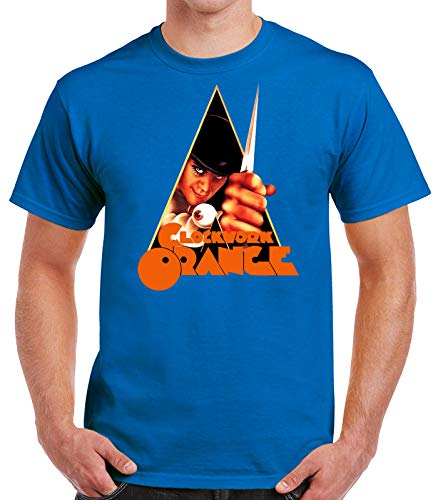 Desconocido 35mm - Camiseta Hombre Clockwork Orange - La Naranja Mecanica - Cine de Culto - Azul - Talla l