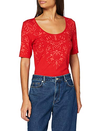 Desigual TS_Lyon Camiseta, Rojo, L para Mujer