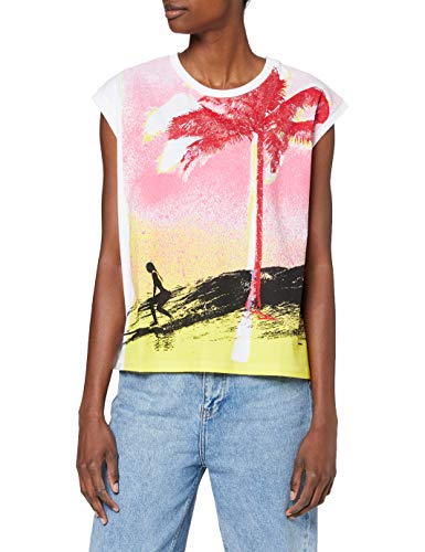 Desigual TS_Spray Palm Camiseta, Blanco (Blanco 1000), S para Mujer