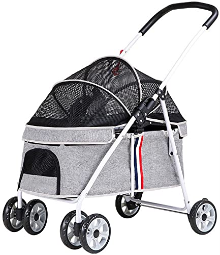 DHGTEP Cochecitos para Perros Pequeños Buggy Plegable Cochecito para Perros Carro De Paseo Cuatro Ruedas para Bebé (Color : Gray)