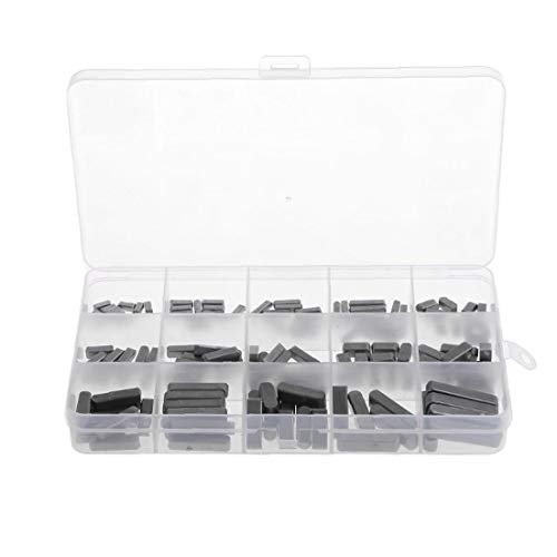 DierCosy Tools 140 PCS Ronda terminó chaveta Eje con chaveta del Eje del Motor chaveta Conjunto Paralelo Drive Shaft 3-6 mm (Negro)