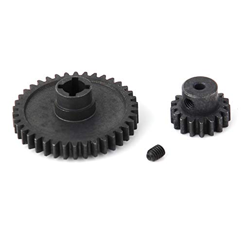 DollaTek - Juego de 2 engranajes principales de diferencial de metal 42T y engranaje de piñón de motor 27T para WLtoys A959-B A969-B A979-B K929-B 1/18 RC Car (Negro)