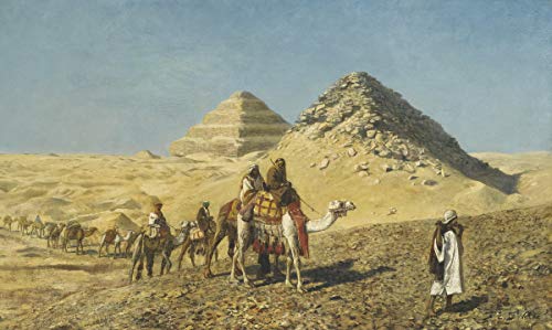 Edwin Lord Weeks Giclee Imprimir en Papel-Pinturas Famosas Arte Fino Póster-Reproducción Decoración de Pared(Caravana De Camellos En Medio De La Pirámide Egipto) #XZZ