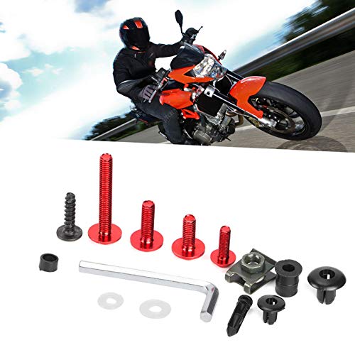 Emoshayoga Kit de Pernos de Motocicleta de Moda Tuercas de carenado de Motocicleta Sujetador de carenado de Motocicleta para ciclomotores para Quad para Motocicleta para Bicicleta eléctrica(Red)