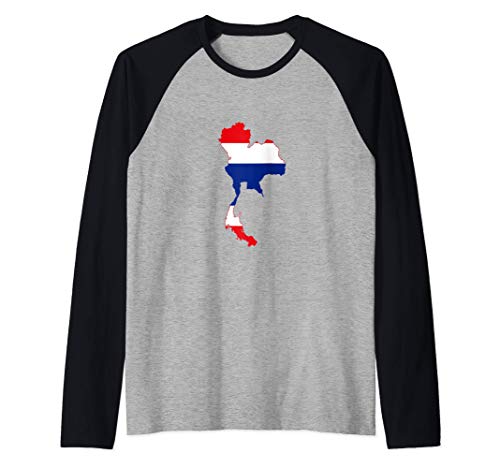 Esquema de Tailandia en la bandera Camiseta Manga Raglan