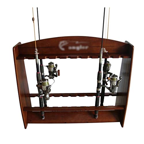 Expositores para cañas Pesca De Almacenamiento En Rack Caña De Pescar 20-bit De Madera Maciza Pantalla Caña De Pescar Vertical De Bastidor Ligero Y Duradero (Color : Brown, Size : 79 * 25 * 70cm)