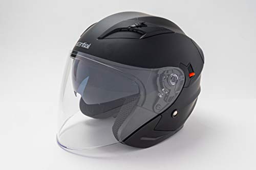 EXSENTIAL Casco Jet EX 627 con doble visera Sun Visor, color negro mate, Helmet Helme Casque Capacete Scooter Moto L