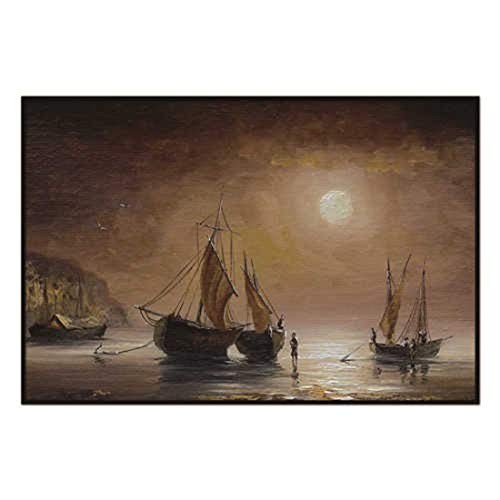 FENGJIAREN Impresión De Alta Definición Carteles E Impresiones De Arte Navegación Bajo La Luna Decoración Lienzo Pintura para Sala De Estar Decoración para El Hogar Sin Marco, 50 Cm × 70 Cm