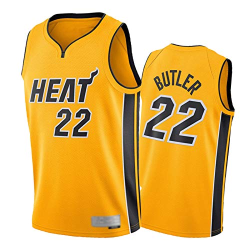 FGRGH 22# Jǐmmy Bútlêr Camiseta De Baloncesto para Hombre, 2020-2021 Nueva Temporada Míámì Yellow Earned Edition Swingman Jerseys, Tejido De Poliéster M