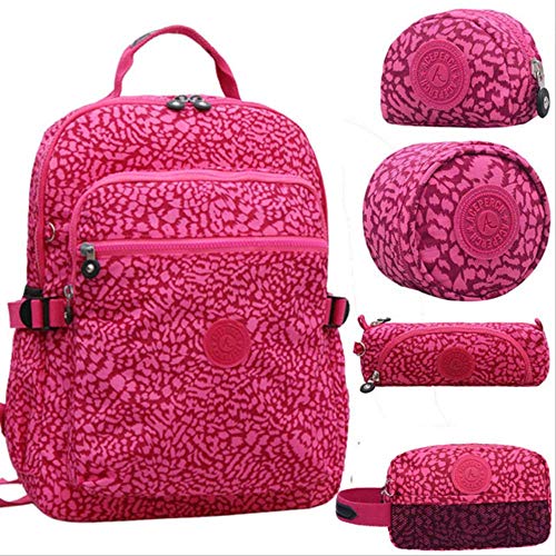 fhdc Mochila Girl School Original Mochila De Mono para Adolescentes A Prueba De Agua Mujer Sólido Portátil Bolsa De Viaje   Leopard