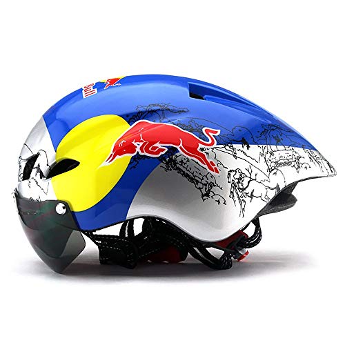 FHGH Casco MTB Casco De Bicicleta MTB Casco De Bicicleta Casco De Ciclismo NeumáTico Casco De Bicicleta DiseñO Integrado/TamañO De Cabeza Ajustable Red Bull 56-61CM