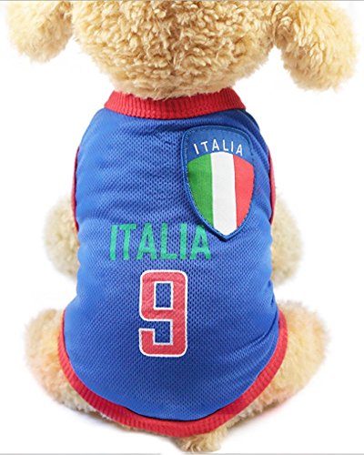 FishBabe Perro Copa del Mundo Camiseta Mascotas Fútbol Jersey Deportes Equipo Nacional Chaleco Gato Verano Ropa Fresca Italia Pequeña