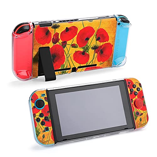 Funda protectora para Nintendo Switch, diseño de flores de amapolas en papel vintage para Nintendo Switch y Joy Con